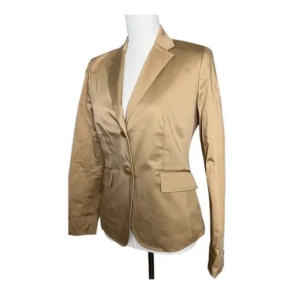 Vintage J.Crew Womens Blazer Jacket Academia Twee Preppy Tan 6 Cotton 2004 - Picture 2 of 6